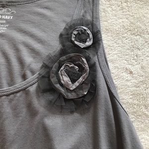 Old Navy Gray Tank with flower embellishment